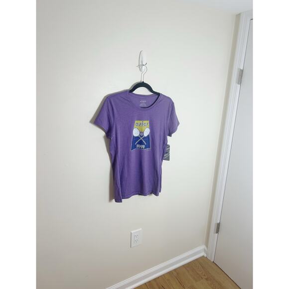 Asics Throwback Tennis Shirt Size Medium New Purple - Picture 5 of 8